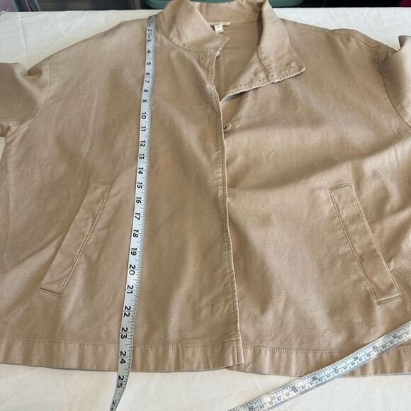 Eileen Fisher Organic Cotton / Hemp Khaki Tan Jacket Button Snap Front Pockets - Picture 8 of 10